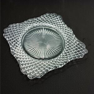 Westmoreland 6" Square Plate English Hobnail Clear Round Base